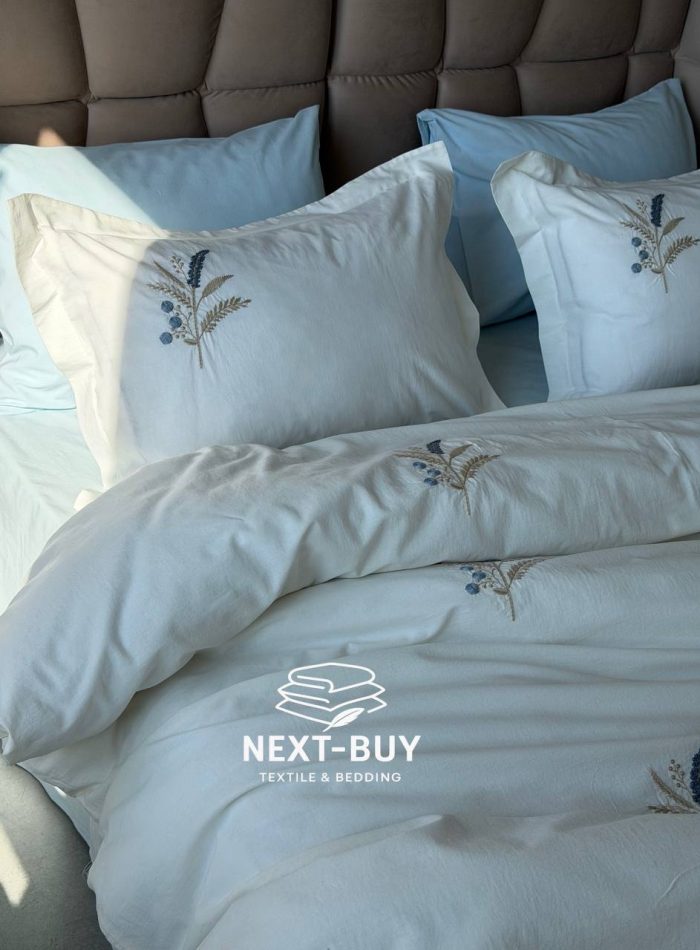 Постільна білизна Istanbul Home Collection Armoni Mavi з муслиновим пледом - Зображення 2