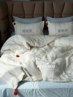 Постільна білизна Istanbul Home Collection Perge Mavi Blue з мусліну, євро 200×220 - Зображення 3