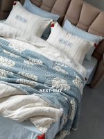 Постільна білизна Istanbul Home Collection Perge Mavi Blue з мусліну, євро 200×220 - Зображення 4