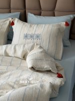 Постільна білизна Istanbul Home Collection Perge Mavi Blue з мусліну, євро 200×220 - Зображення 2