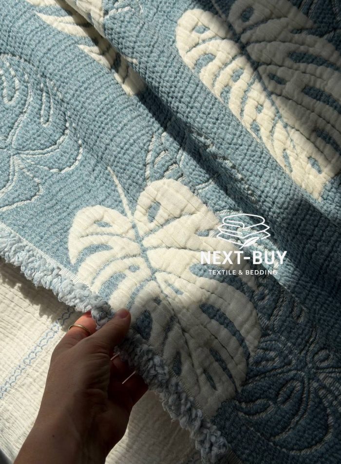 Постільна білизна Istanbul Home Collection Perge Mavi Blue з мусліну, євро 200×220 - Зображення 5