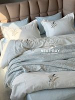 Постільна білизна Istanbul Home Collection Armoni Mavi з муслиновим пледом - Зображення 9
