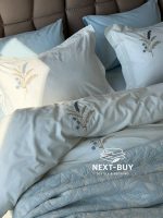 Постільна білизна Istanbul Home Collection Armoni Mavi з муслиновим пледом - Зображення 7