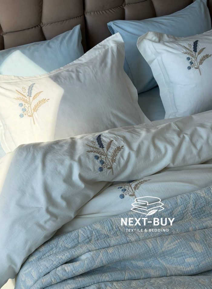 Постільна білизна Istanbul Home Collection Armoni Mavi з муслиновим пледом - Зображення 7
