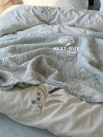 Постільна білизна Istanbul Home Collection Armoni Mavi з муслиновим пледом - Зображення 10