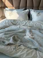 Постільна білизна Istanbul Home Collection Armoni Mavi з муслиновим пледом - Зображення 12