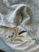 Постільна білизна Istanbul Home Collection Armoni Mavi з муслиновим пледом - Зображення 6