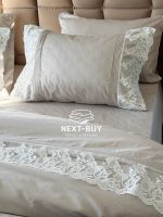 Постельное белье Maison D'or Gloria gri 200x220см сатин с кружевом — изображение 9