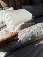 Постельное белье Maison D'or Gloria gri 200x220см сатин с кружевом — изображение 6