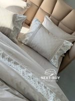 Постельное белье Maison D'or Gloria gri 200x220см сатин с кружевом — изображение 5