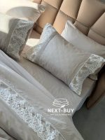 Постельное белье Maison D'or Gloria gri 200x220см сатин с кружевом — изображение 8