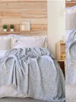 Постельное белье Istanbul Home Collection Armoni Mavi с муслиновым пледом