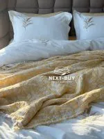 Постельное белье Istanbul Home Collection Armoni Yellow с муслиновым пледом
