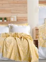 Постельное белье Istanbul Home Collection Armoni Yellow с муслиновым пледом — изображение 7