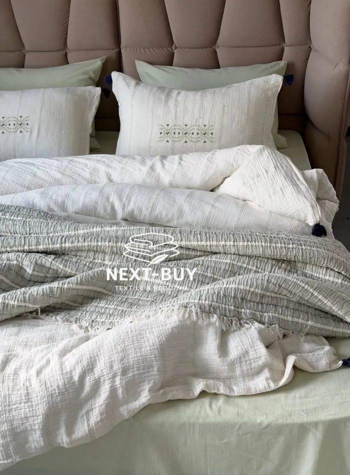 Постільна білизна Istanbul Home Collection Perge Mint з мусліну, євро 200×220 - Зображення 5