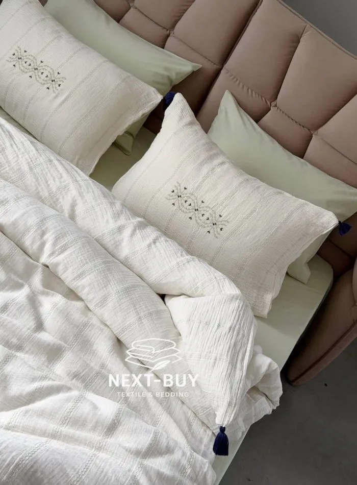 Постільна білизна Istanbul Home Collection Perge Mint з мусліну, євро 200×220 - Зображення 6