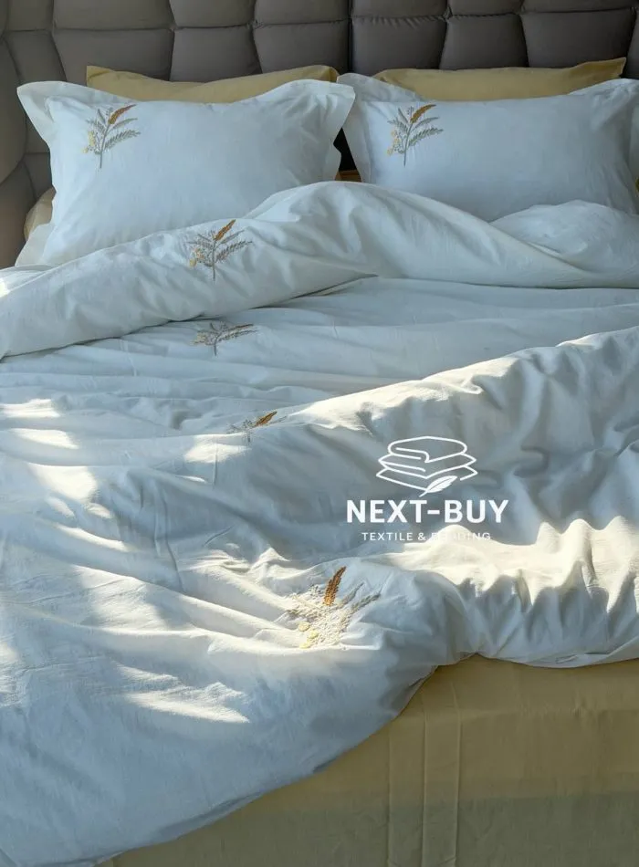 Постельное белье Istanbul Home Collection Armoni Yellow с муслиновым пледом — изображение 4