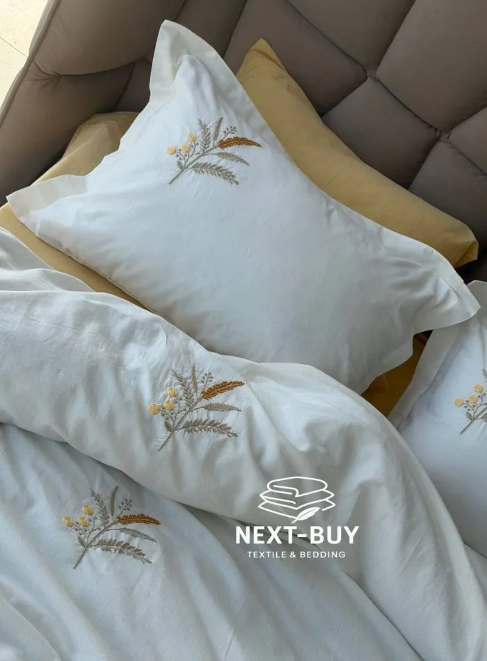 Постельное белье Istanbul Home Collection Armoni Yellow с муслиновым пледом — изображение 5