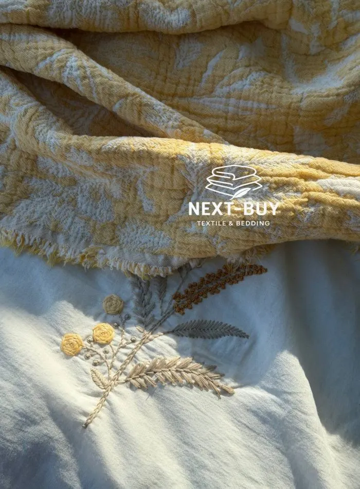 Постельное белье Istanbul Home Collection Armoni Yellow с муслиновым пледом — изображение 2