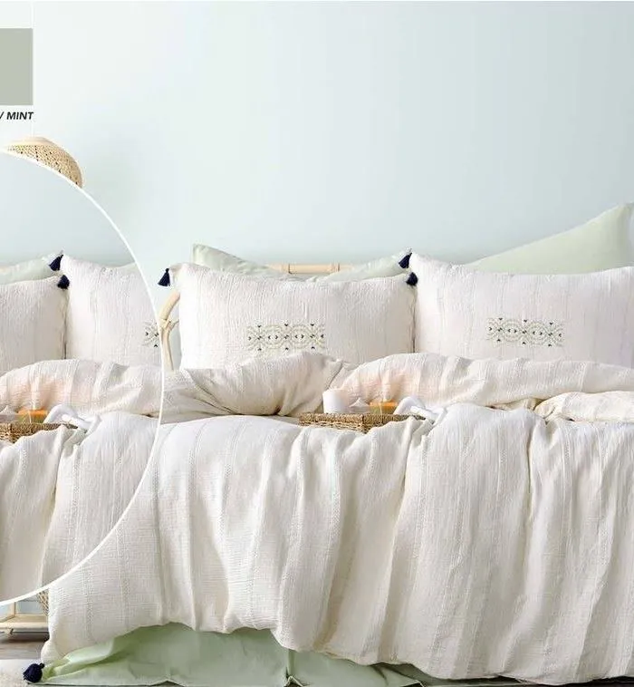 Постільна білизна Istanbul Home Collection Perge Mint з мусліну, євро 200×220 - Зображення 7