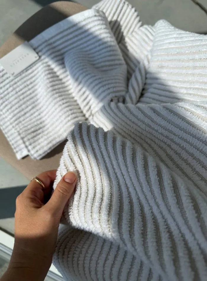 Махровое полотенце Kassatex New York Sullivan Ribbed в полоску, 100% египетский хлопок, 50×70 см, 1 шт. — изображение 4