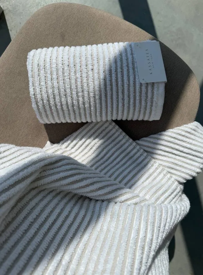 Махровое полотенце Kassatex New York Sullivan Ribbed в полоску, 100% египетский хлопок, 50×70 см, 1 шт. — изображение 5