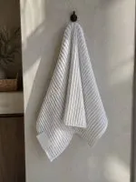 Махровий банний рушник у смужку Kassatex New York Sullivan Ribbed, 100% єгипетська бавовна, 70×140 см, 1 шт.