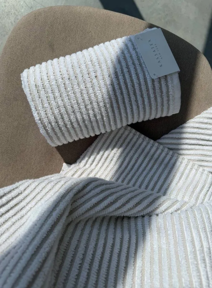 Махровий банний рушник у смужку Kassatex New York Sullivan Ribbed, 100% єгипетська бавовна, 70×140 см, 1 шт. - Зображення 2