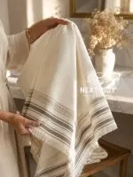 Махровий рушник Maison D’or Serviette Ecru з бахромою, 100% бавовна, 50×100 см, 1 шт.