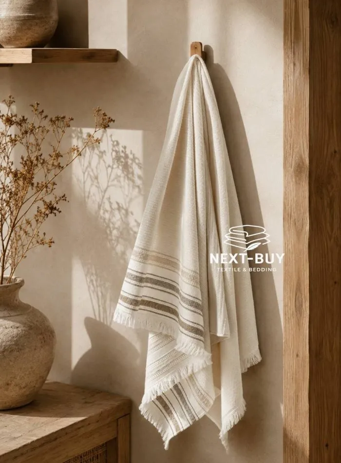Махровий рушник Maison D’or Serviette Ecru з бахромою, 100% бавовна, 50×100 см, 1 шт. - Зображення 3