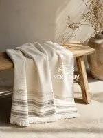 Махровий банний рушник із бахромою Maison D’or Serviette Ecru, 100% бавовна, 90×150 см, 1 шт.