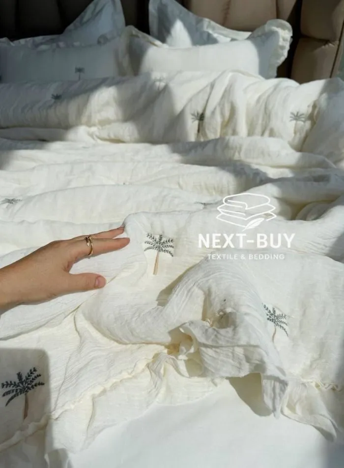 Муслиновое покрывало с наволочками Maison Luxe Cream, евро, полиэстер, Турция — изображение 5