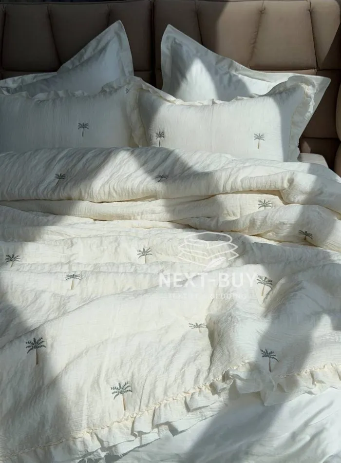 Муслиновое покрывало с наволочками Maison Luxe Cream, евро, полиэстер, Турция — изображение 3