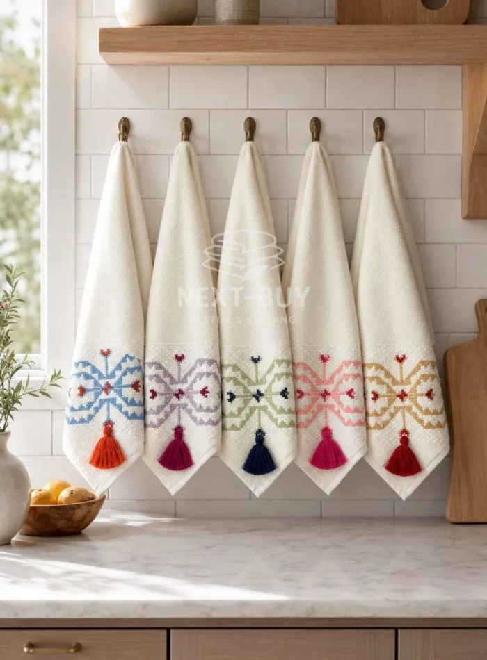 Набір махрових рушників Istanbul Home Collection Perge бавовна з вишивкою 30×50 см, 5 шт. - Зображення 3
