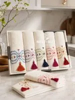Набір махрових рушників Istanbul Home Collection Perge бавовна з вишивкою 30×50 см, 5 шт.
