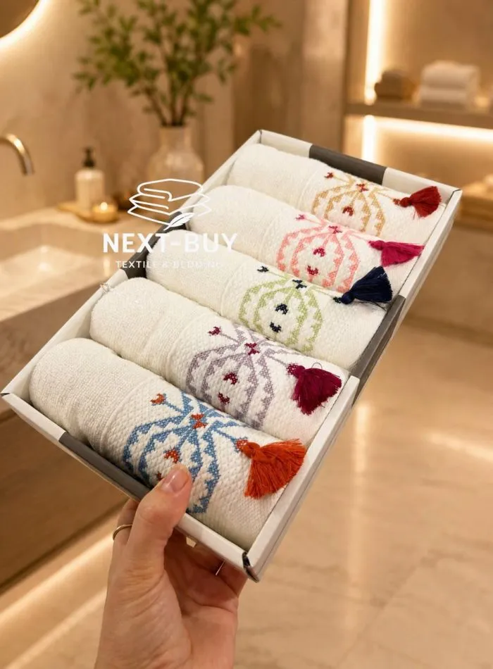 Набір махрових рушників Istanbul Home Collection Perge бавовна з вишивкою 30×50 см, 5 шт. - Зображення 4