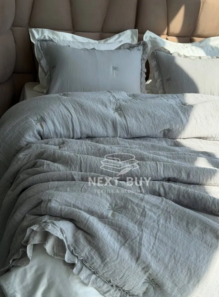 Муслінове покривало з наволочками Maison Luxe Grey, євро, поліестер, Туреччина - Зображення 5