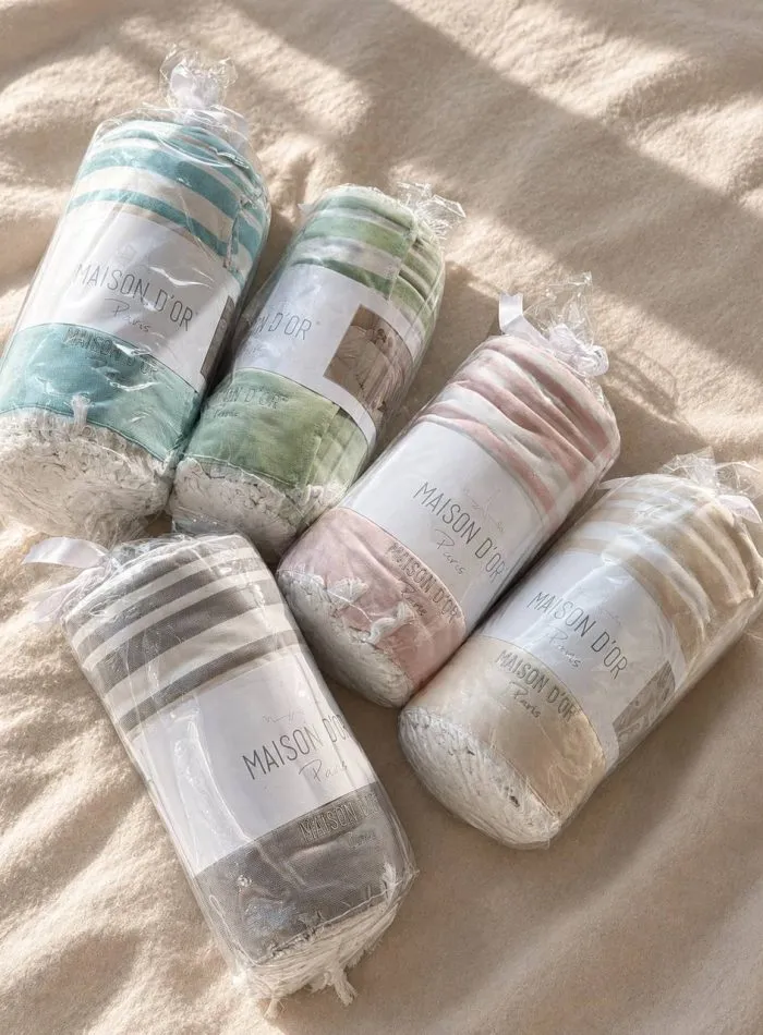 Покривало-плед махрове з бахромою Maison D’or Babette Turquoise-White (пештемаль), 100% бавовна, 155×220 см, бірюзово-біле - Зображення 3