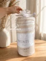 Покривало-плед махрове Maison D’or Babette Beige White 155×220 см, 100% бавовна, полуторне покривало з бахромою - Зображення 2