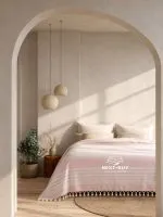 Покривало-плед Maison D’or Babette Rosa White 155×220 см, рожево-біле, 100% бавовна, пештемаль