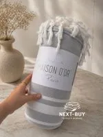 Полуторне покривало-пештемаль Maison D’or Babette Grey White 155×220 см, сіро-біле з бахромою - Зображення 2