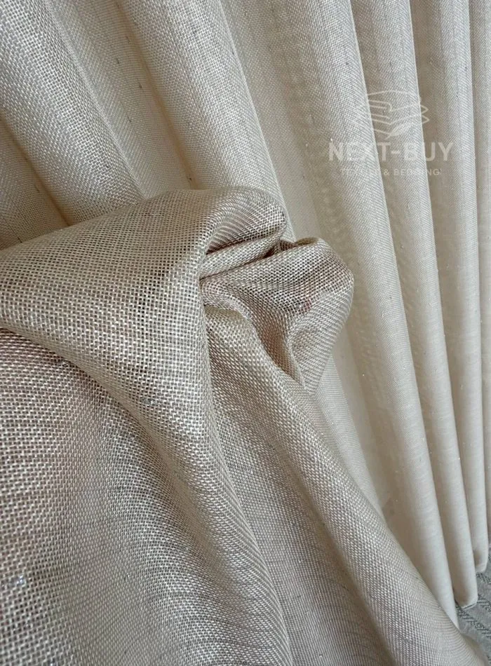 Тюль структурный Silver Linen Glow Beige бежевый лен с серебристой нитью, арт. 871 — изображение 2