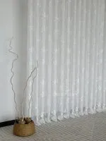 Тюль білий льон з 3D-вишивкою Velvet Crystal White Berries, , арт. 858 - Зображення 11