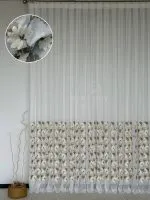 Турецький тюль з об’ємною 3D-вишивкою Brunella Ivory Bloom, білий з кремово-коричневими квітами, арт. 860 - Зображення 11