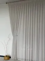 Турецький структурний тюль Urban Linen Stripe, кремовий / коричневий, арт. 873 - Зображення 4