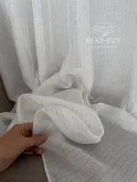 Турецький структурний тюль Urban Linen Stripe White, білий зі срібним блиском, арт. 876 - Зображення 7