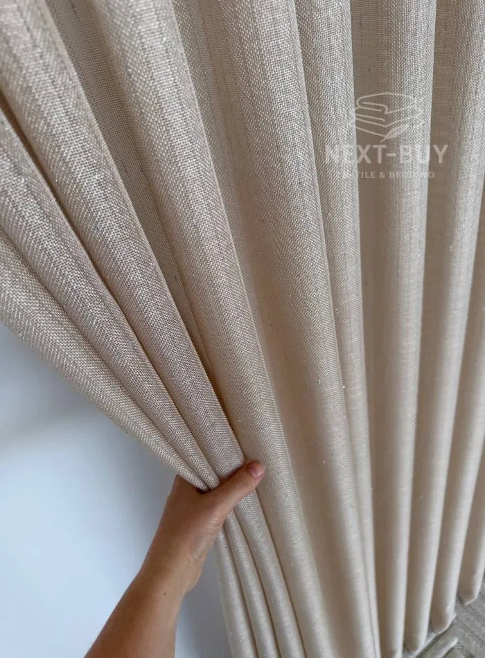 Тюль структурный Silver Linen Glow Beige бежевый лен с серебристой нитью, арт. 871 — изображение 13