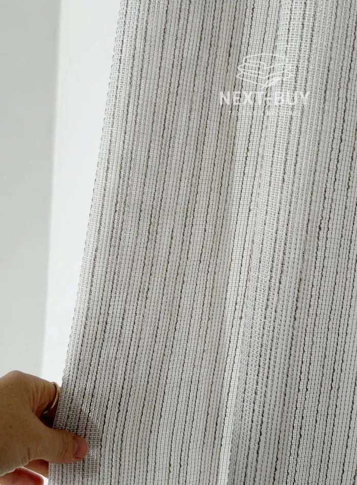Турецький структурний тюль Urban Linen Stripe, кремовий / коричневий, арт. 873 - Зображення 3