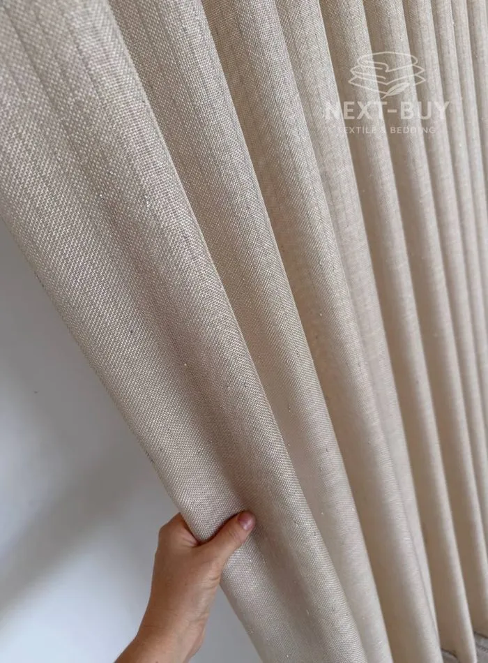 Тюль структурный Silver Linen Glow Beige бежевый лен с серебристой нитью, арт. 871 — изображение 14