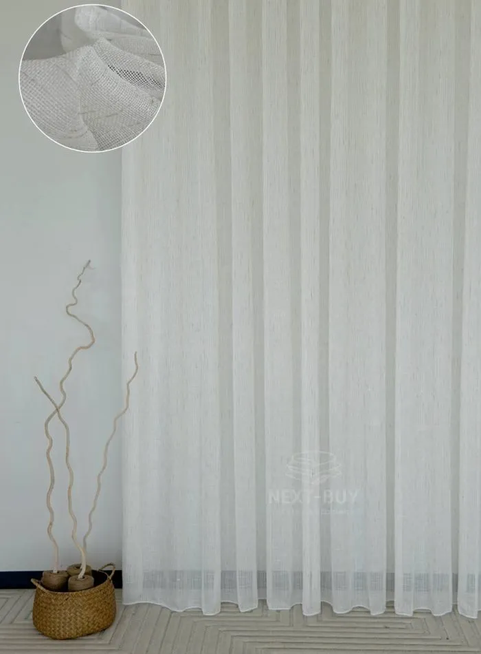 Тюль турецький структурний льон Natural Linen Lines, кремовий, арт. 874 - Зображення 12
